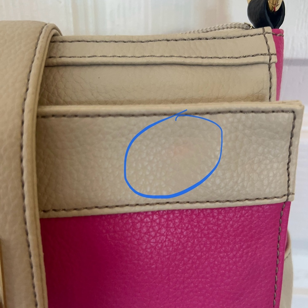 Tignanello Hot Pink Beige Black Leather Crossbody Clutch Handbag - Picture 15 of 17